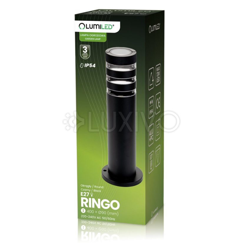 Záhradná lampa stĺpik vonkajšia stojaca E27 LED RINGO IP54 40cm LUMILED