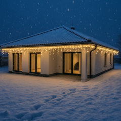 Vianočná led svetelná záclona vonkajšia - programy - časovač - 150led - 5m teplá biela