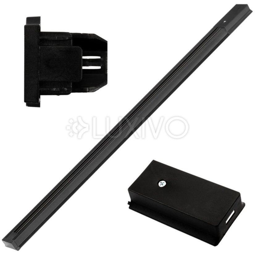 Čierna jednofázová hliníková prípojnica pre reflektory 200 cm