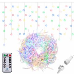 Vianočná led svetelná záclona na spájanie vonkajšia - programy - časovač + diaľkový ovládač - 300led - 12m multicolour