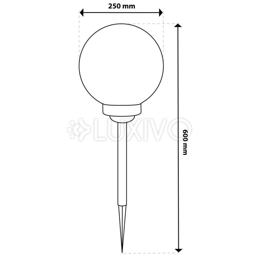 Solárna záhradná lampa LED 6500K IP44 25cm zapichovacia zemná biela guľa ATRIS LUMILED