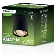 Nástenné svietidlo halogénové spot tuba pohyblivé GU10 okrúhle čierno-zlatá 84mm AMAT-M LUMILED