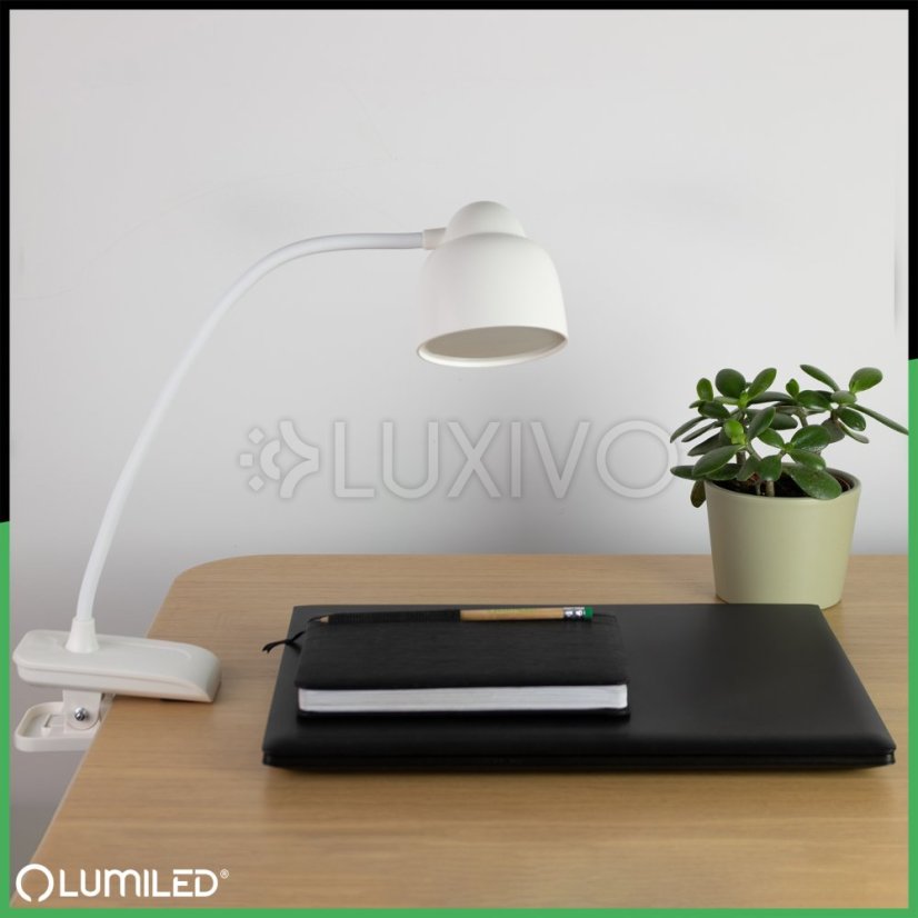 LED stolová lampa 5W CCT kresliarska školská TESA 2 biela LUMILED