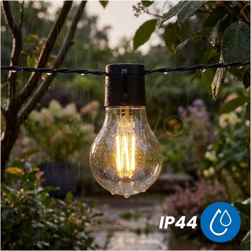 Solárna záhradná girlanda 20x LED dekoratívna žiarovka 7, 7m 2700K teplá LUMILED