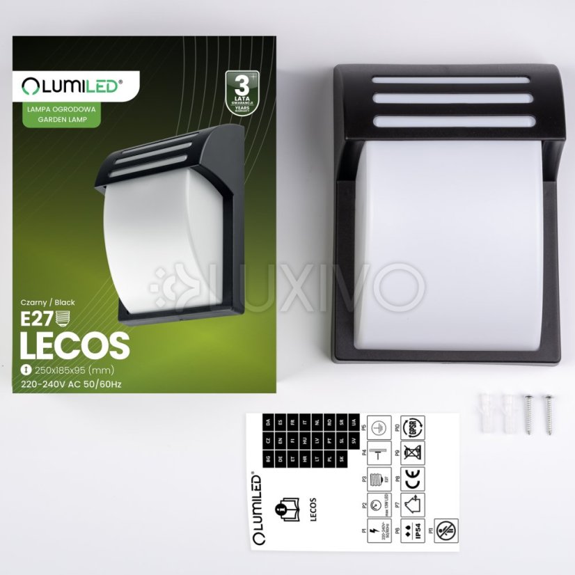 LED fasádna nástenná lampa - E27 - 25cm LECOS LUMILED