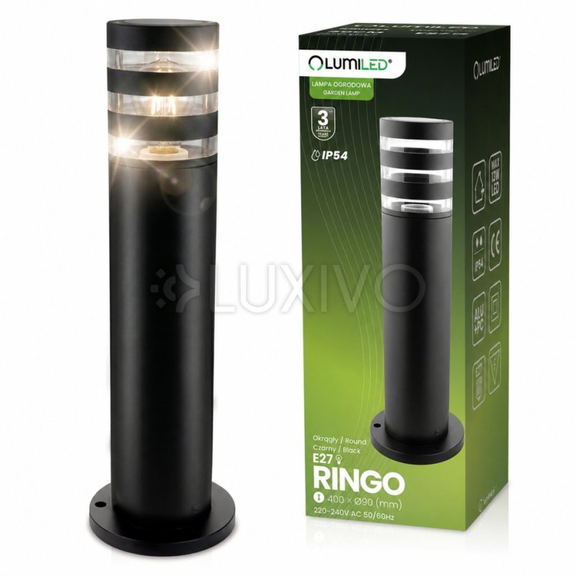 Záhradná lampa stĺpik vonkajšia stojaca E27 LED RINGO IP54 40cm LUMILED