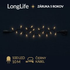 LongLife spojovateľná led svetelná reťaz vonkajšia - 100led - 10m teplá biela