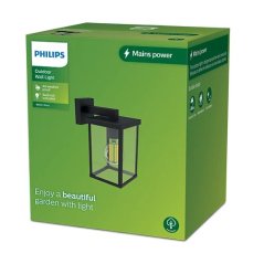 Vonkajšie nástenné svietidlo E27 IP44 čierna Bellini Philips