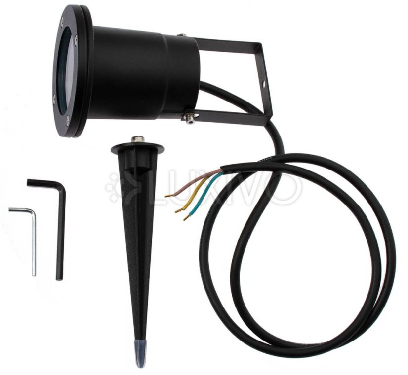 Záhradná lampa LED GU10 IP65 HAPPY Black - kábel 1 m