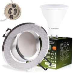 Zapustené halogénové svietidlo okrúhle pohyblivé TRIX 3v1 GU10 6W 4000K brúsené strieborné LUMILED