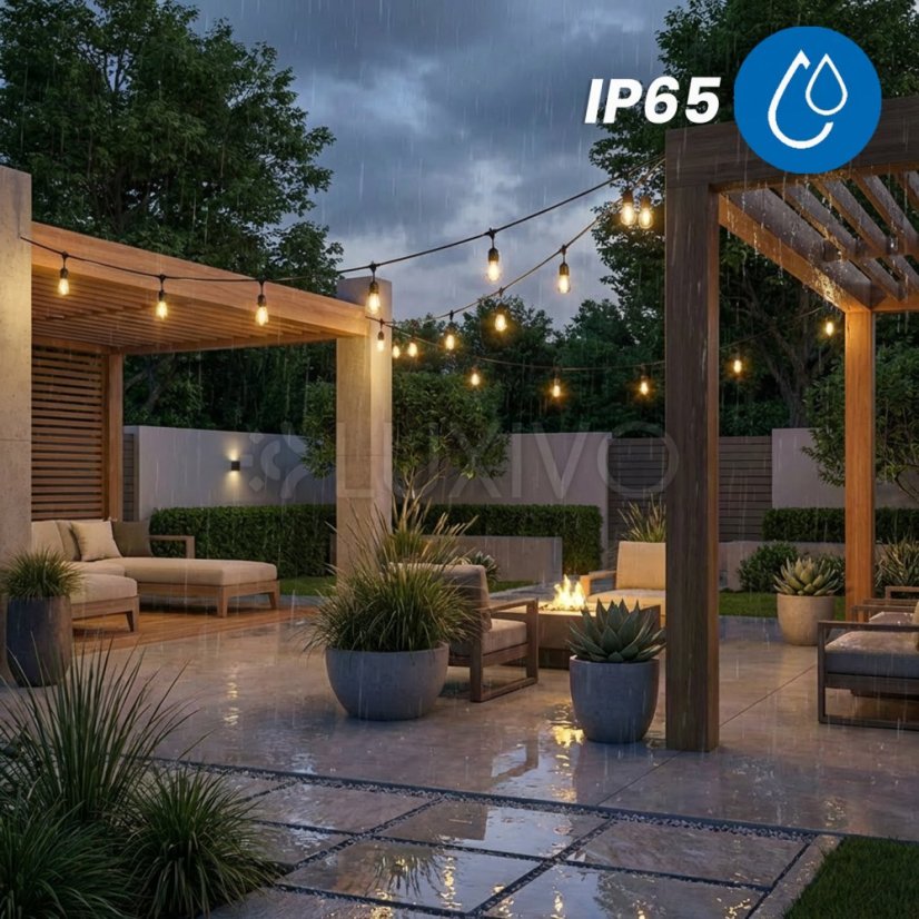 Solárna záhradná girlanda 30x LED ozdobné žiarovky 20m 2700K teplá s diaľkovým ovládačom SOLENA LUMILED