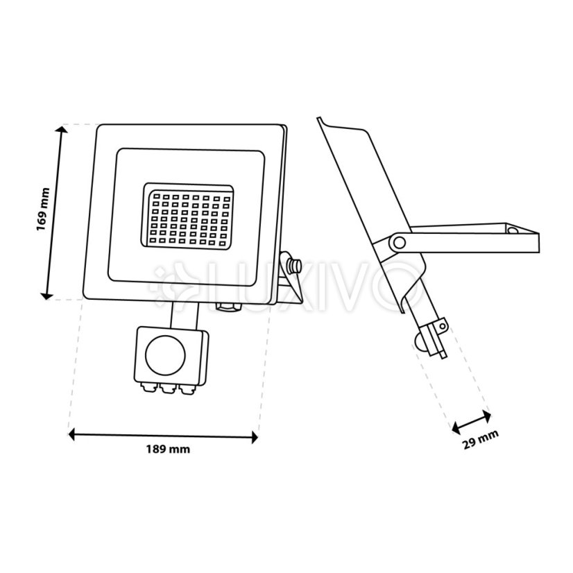 LED reflektor ZUNA2 50W 4500lm 6500K IP44 Black Senzor pohybu LUMILED