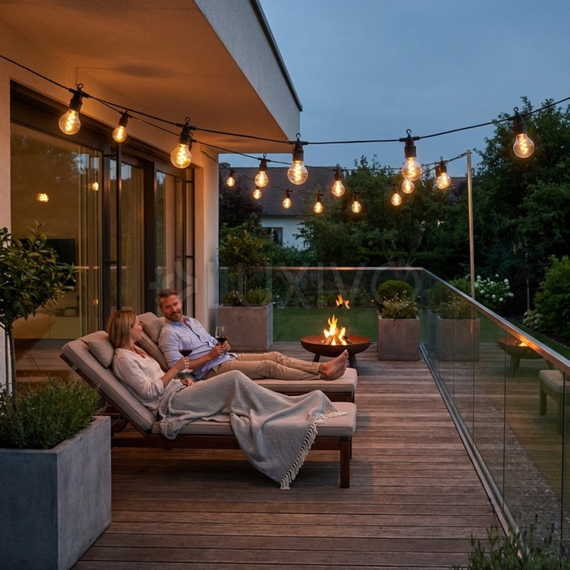 Záhradná solárna girlanda 15x LED dekoračné žiarovky 11, 58m 2200K teplá + diaľkový ovládač ALAVAS LUMILED