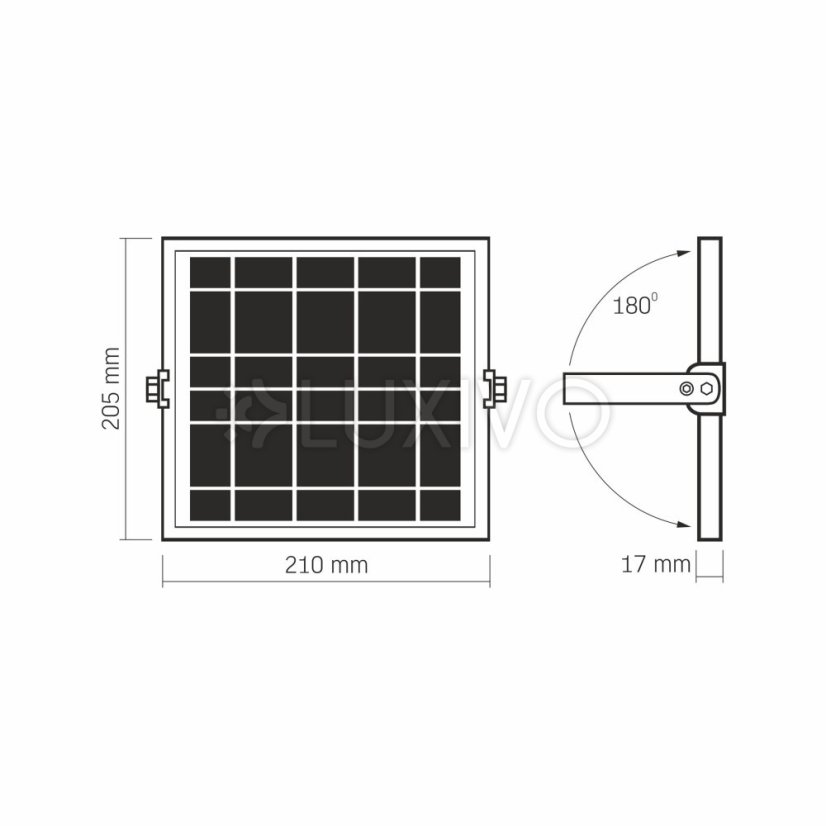 LED reflektor solárny so senzorom 20W 1400lm 5000K neutrálna 90° 3, 2V IP65 IK07 nástenný sivý VIDEX