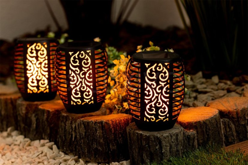 LED solárne záhradné závesné svietidlo IGNIS Flame IP44 1800K LUMILED