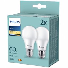 2PAK LED žiarovka E27 A60 8W = 60W 806lm 2700K Warm PHILIPS