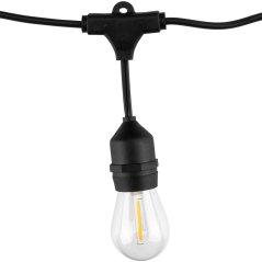 Solárna záhradná girlanda 15x LED ozdobné žiarovky 10, 4m 2700K teplá + diaľkový ovládač IP65 SOLLIS 2 LUMILED