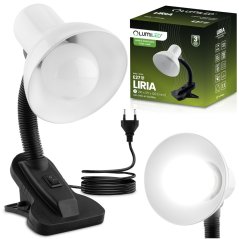 Stolová lampa nastaviteľná LIRIA školská nočná E27 klips biela LUMILED