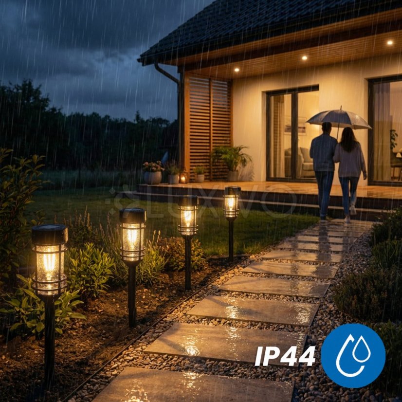 Komplet 4x Solárna záhradná lampa LED ANIGO 2700K zapichovacia vonkajšia stĺpiková lampka LUMILED