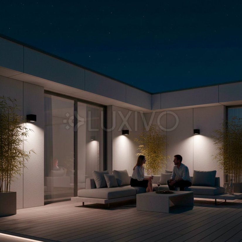Vonkajšie nástenné fasádne svietidlo GU10 ALLIUM čierna štvorcové LUMILED