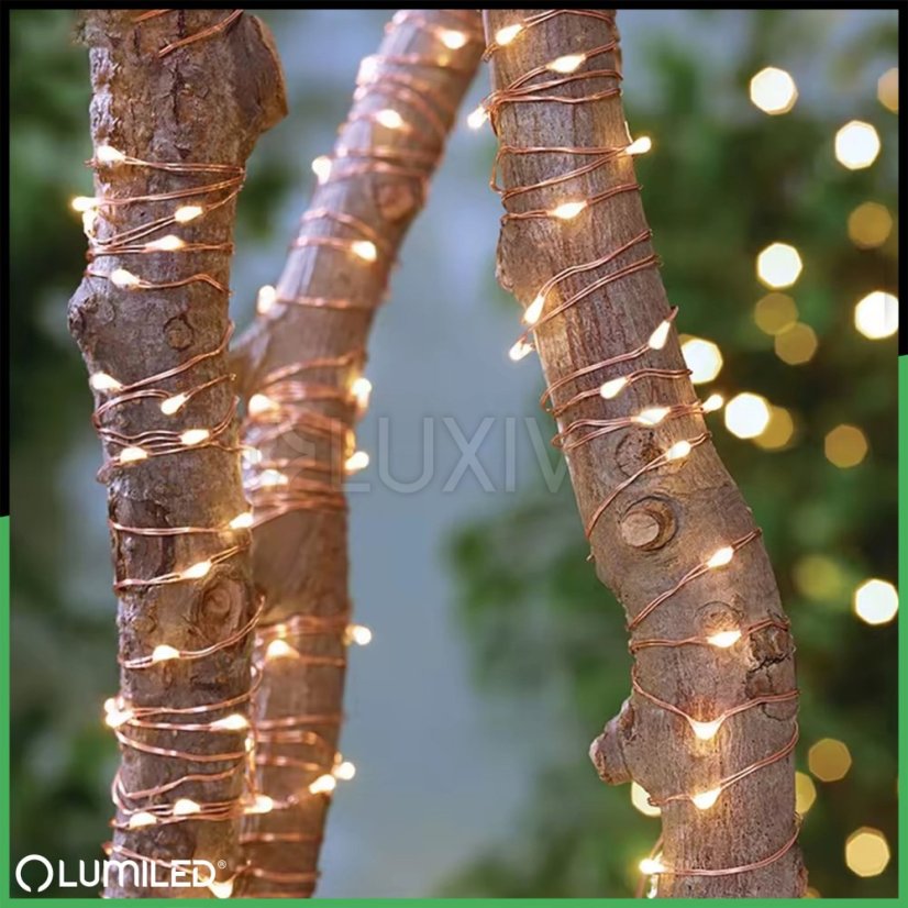 Solárna záhrada Girlanda 100 LED 12m 2700K Teplá biela LUMILED