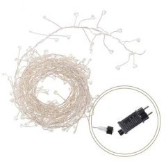 Vianočná led svetelná mikro reťaz cluster vonkajšia + programator - 300led - 3m studená biela