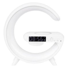 Stolová LED lampa 3W 420lm RGB s akumulátorom herná indukčná nabíjačka reproduktor Bluetooth vypínač ON/OFF biela Masterled