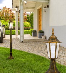 Záhradná stojaca lampa LIGURIA-LT 1xE27 vysoká tyč 96cm patina - GOLDLUX (Polux)