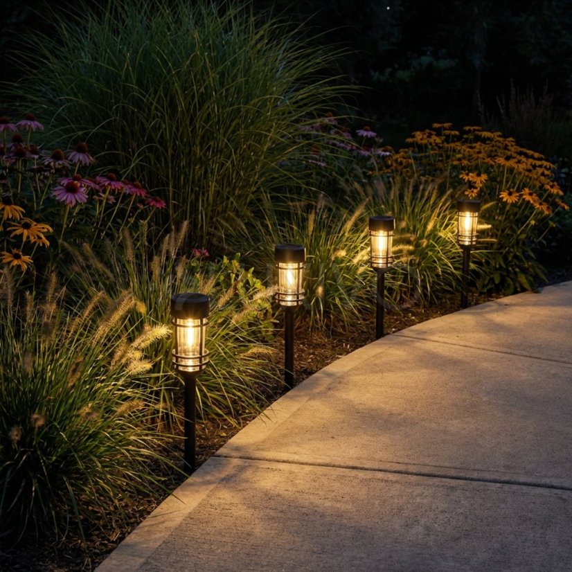 Komplet 4x Solárna záhradná lampa LED ANIGO 2700K zapichovacia vonkajšia stĺpiková lampka LUMILED