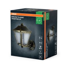 Vonkajšie nástenné svietidlo lampa E27 čierna zlatá IP44 Endura Osram