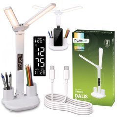 Dvojitá LED stolová lampa s displejom LUMILED - 11W - 400lm - biela