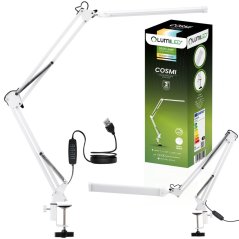 Stolová kresliarska LED 8W CCT USB stmievateľná COSMI biela s držiakom Lumiled