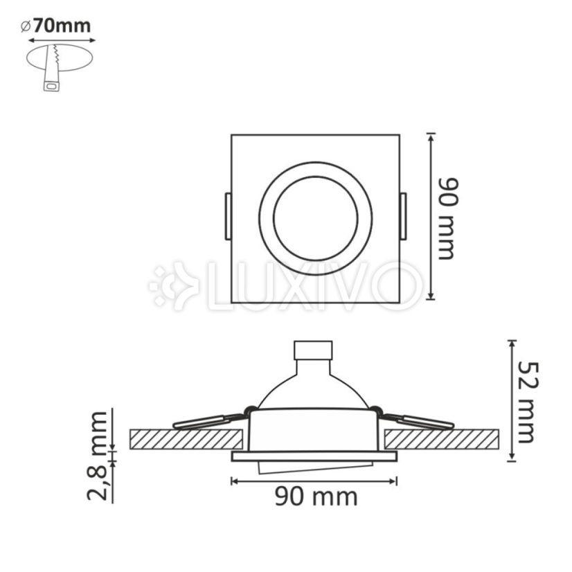 3x Zapustené svietidlo + 3x LED žiarovka 3, 5W 250lm 3000K teplá chróm OLIN Sanico Goldlux