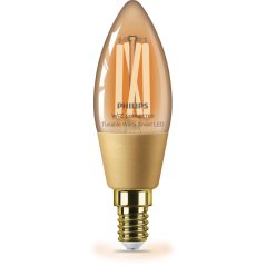 LED žiarovka E14 Candle C35 4,9W = 25W 370lm 2000-5000K TW FILAMENT Amber Smart SMART WiFi Bluetooth App WiZ Philips