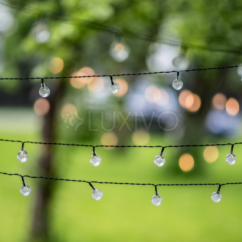 Solárne záhradné girlandy Solárne svetlá 100x LED žiarovka Balkónové gule 16m 3000K GALLA3 LUMILED