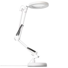 LED stolová lampa 8W CCT kresliarská 3x zväčšovacie sklo lupa LUCA 2 biela LUMILED