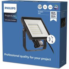 LED reflektor 30W 2700lm 3000K IP65 čierny so senzorom pohybu a súmraku ProjectLine Floodlight PHILIPS
