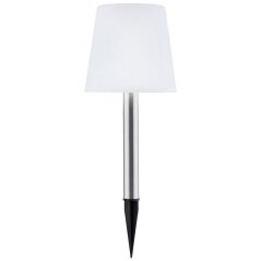 Záhradná lampa LED so solárnym pohonom biela/chróm matná 41cm 4000K RUMBA GOLDLUX (Polux)