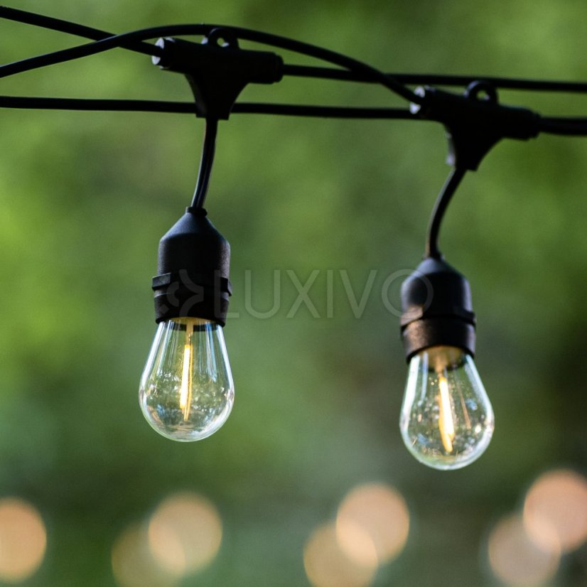 Solárna záhradná girlanda 15x LED ozdobné žiarovky 10, 4m 2700K teplá + diaľkový ovládač IP65 SOLLIS 2 LUMILED