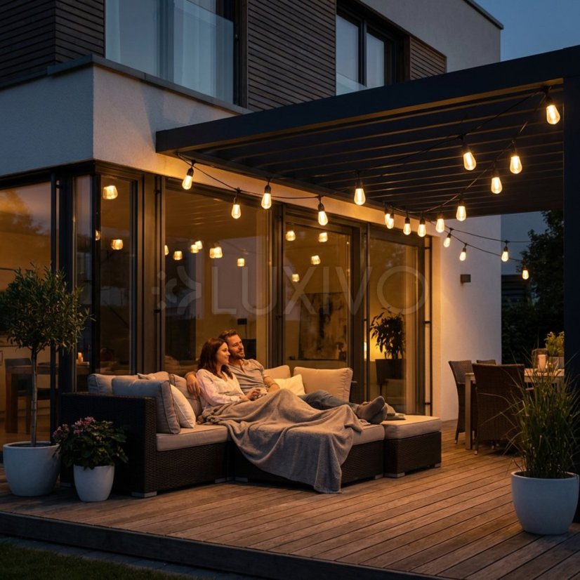 Solárna záhradná girlanda 15x LED plameň dekoratívne svetielka 15m 1800K teplá FLAME LUMILED