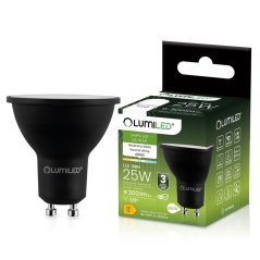 Žiarovka LED GU10 reflektor PAR16 3W = 25W 300lm 4000K neutrálna 120° čierna LUMILED