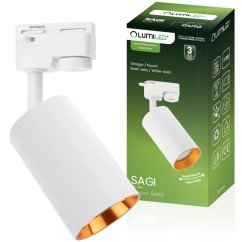 Reflektor koľajnicový GU10 bielo - zlatá SAGI lampa do jednofázového koľajnicového osvetlenia LUMILED