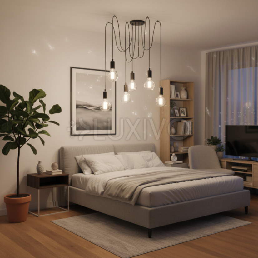 Závesná stropná lampa ARANE pavúk 6 ramien pre LED 6x E27 LUMILED
