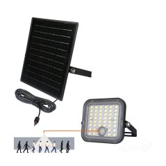 LED solárny vonkajší záhradný reflektor 10W 1500lm 4000K neutrálna 120° so senzorom pohybu a súmraku IP65 čierny MHCS Kobi