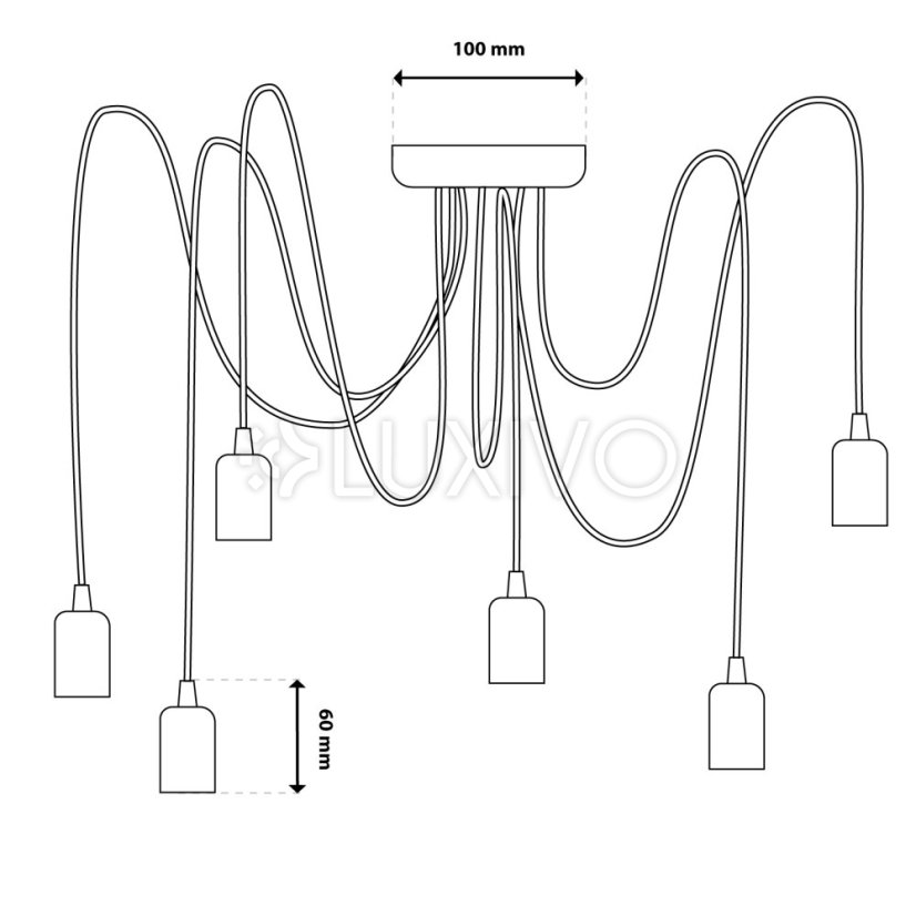 Závesná stropná lampa ARANE pavúk 6 ramien pre LED 6x E27 LUMILED