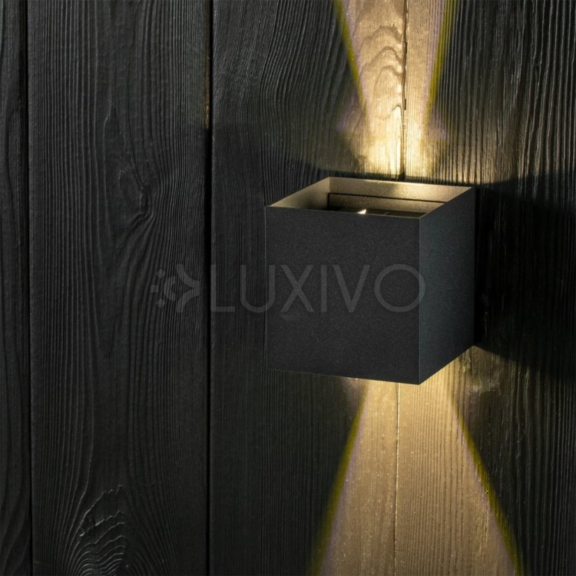 LED fasádne nástenné svietidlo 2x3W 4000K Nastaviteľné zhora nadol Čierna PICEA LUMILED