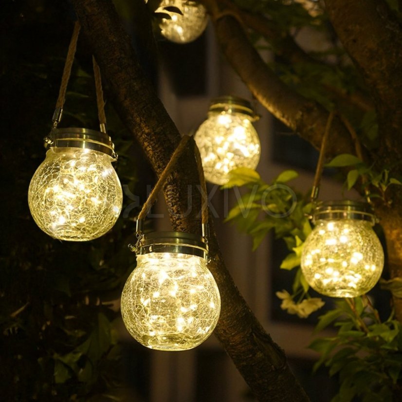 Solárna záhradná lampa LED MAGUS 3000K lampáš lucerna na batérie guľa sklenená pohár LUMILED