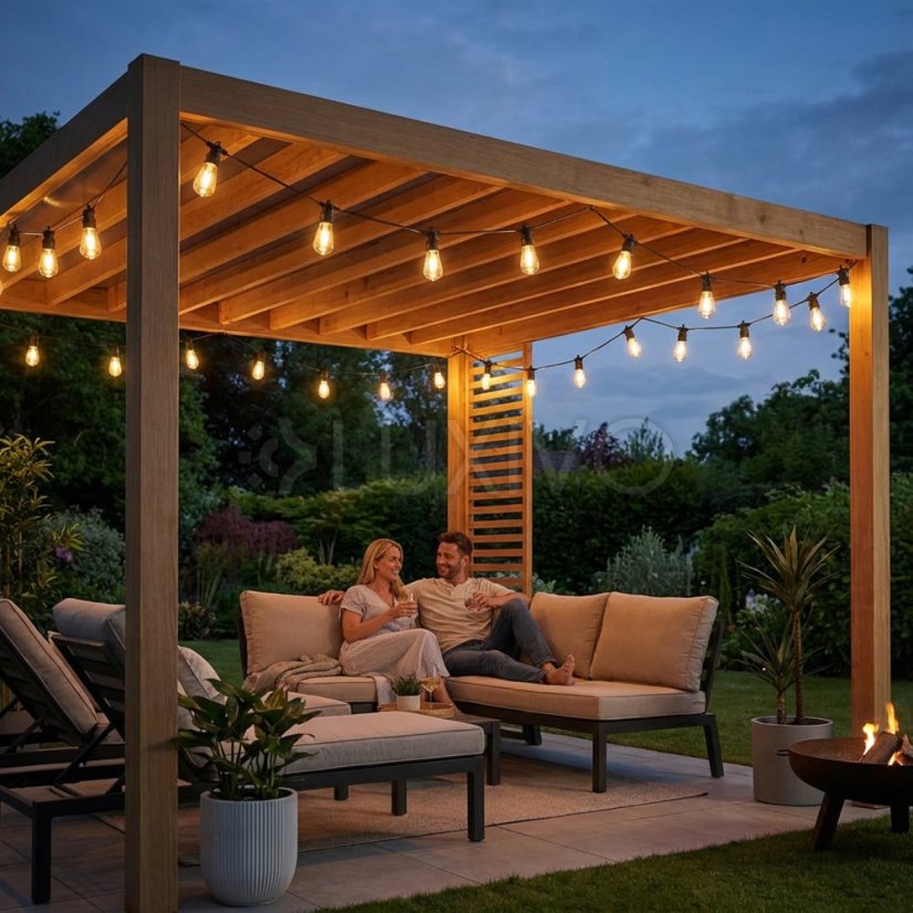 Záhradná solárna girlanda 40x LED ozdobné žiarovky 21, 70m 3000K teplá + diaľkové ovládanie LUMILED