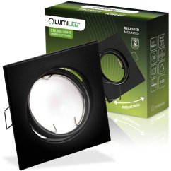 Zapustené svietidlo halogénové pohyblivé štvorcové PICTOR čierna plech MR16 GU10 Lumiled