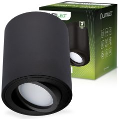Nástenné svietidlo halogénové spot tuba pohyblivé GU10 okrúhle čierna 84mm AMAT-M LUMILED